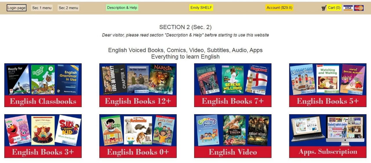 menu books320.com English books