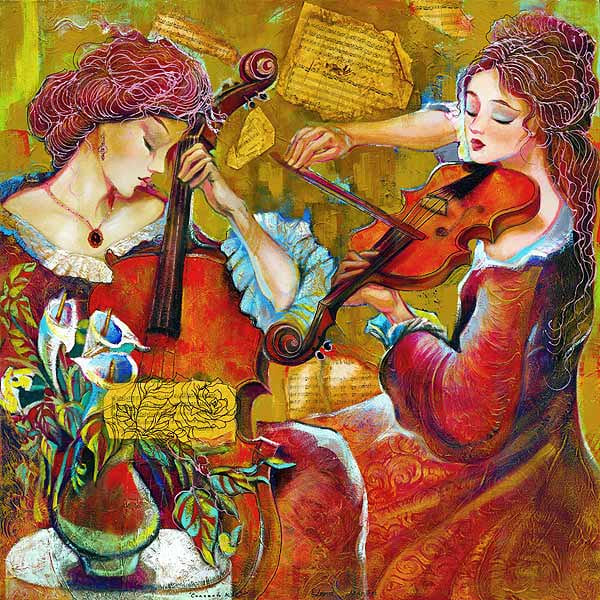Картина Лены Сотсковой - скрипка, виолончель